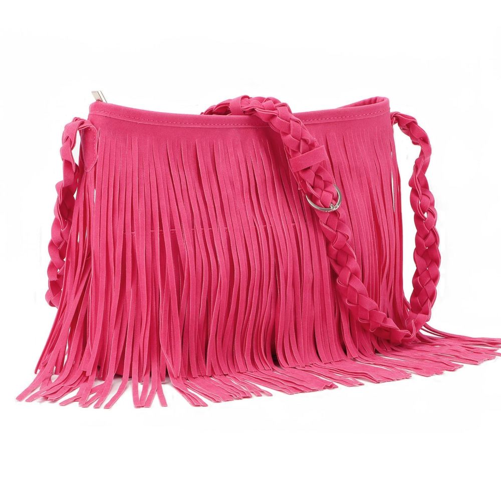 Faux Suede Fringe Crossbody Bags Western Hiie Shoulder Bag -_-